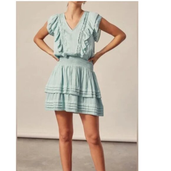 Mustard Seed Drop Waist Mini Dress Ruffles Mint Green Size Medium NWOT RT$70 - Picture 2 of 7